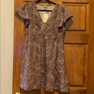 Target Brown and White Leaf Pattern Dress